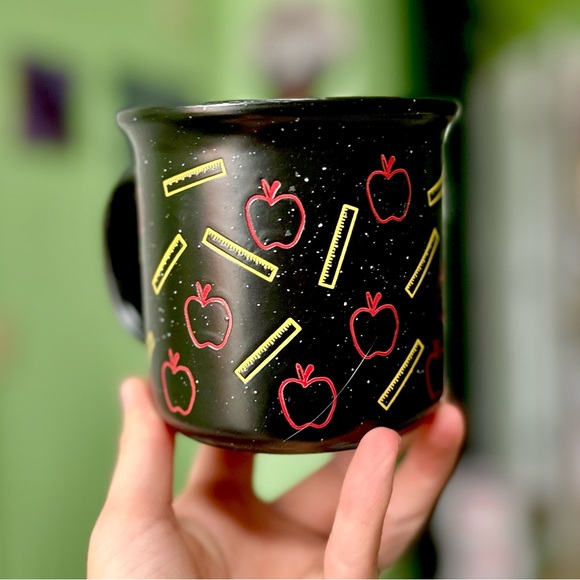 NEW Teacher Ruler Apples Themed Ceramic Cute Kitchen Tea Coffee Mug - Picture 2 of 4